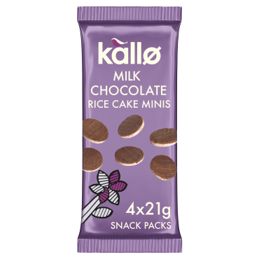 Kallo Milk Chocolate Rice Cake Minis, 4 Snack Packs